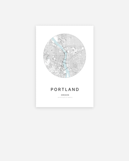 Plan de la ville de Portland au design minimaliste.