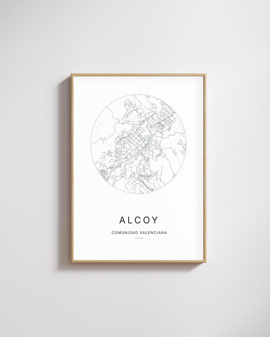 Poster représentant le plan de la ville d'Alcoy.
