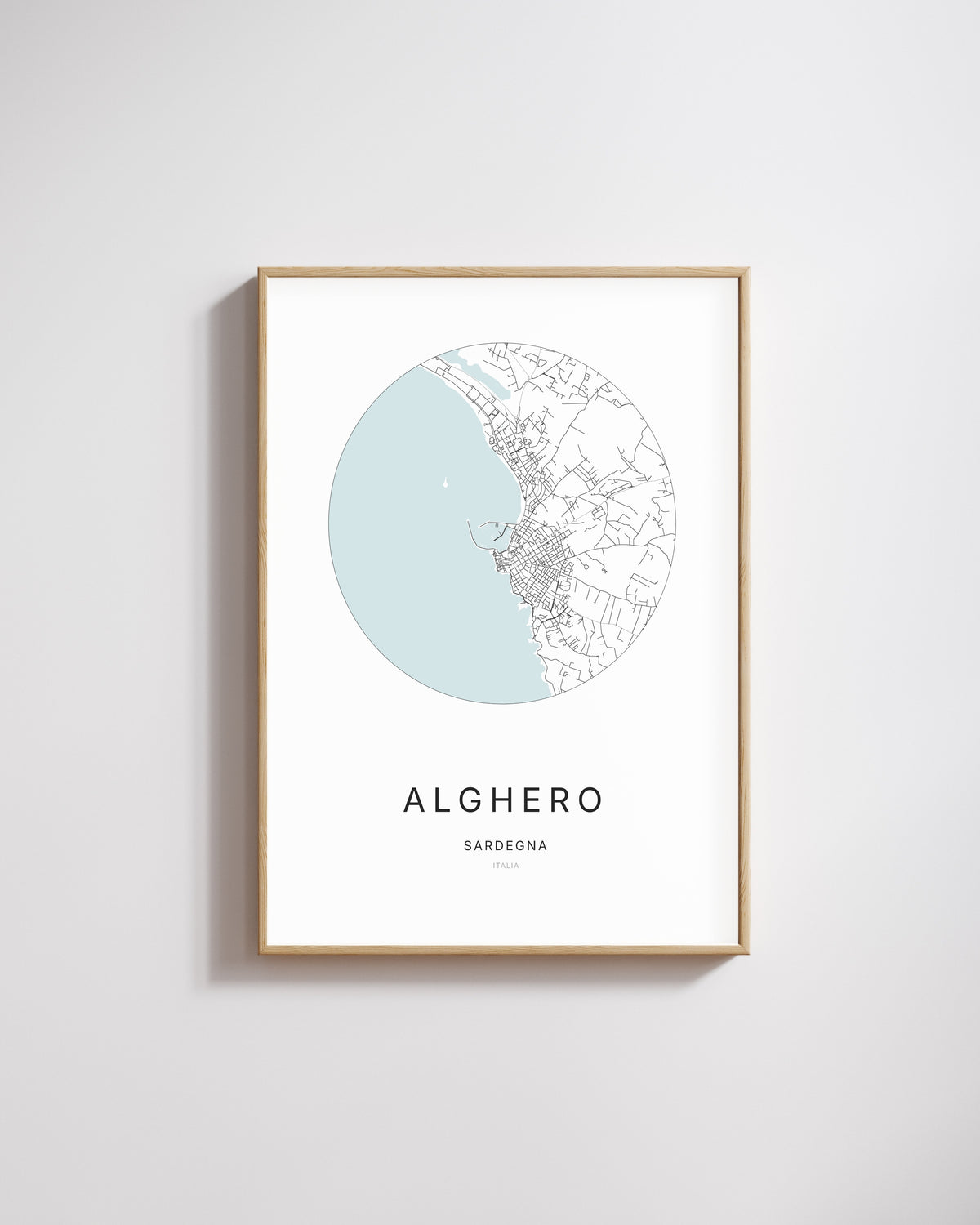 Poster raffigurante la mappa della città di Alghero.