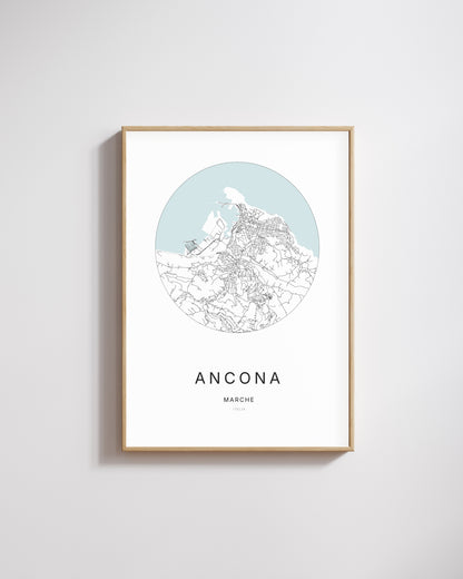 Poster raffigurante la mappa della città di Ancona.