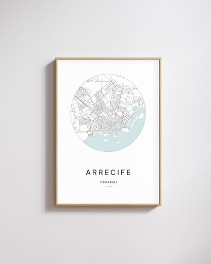 Poster représentant le plan de la ville d'Arrecife