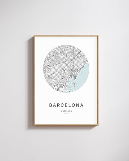 Poster représentant le plan de la ville de Barcelona.