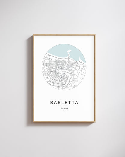 Poster représentant le plan de la ville de Barletta.