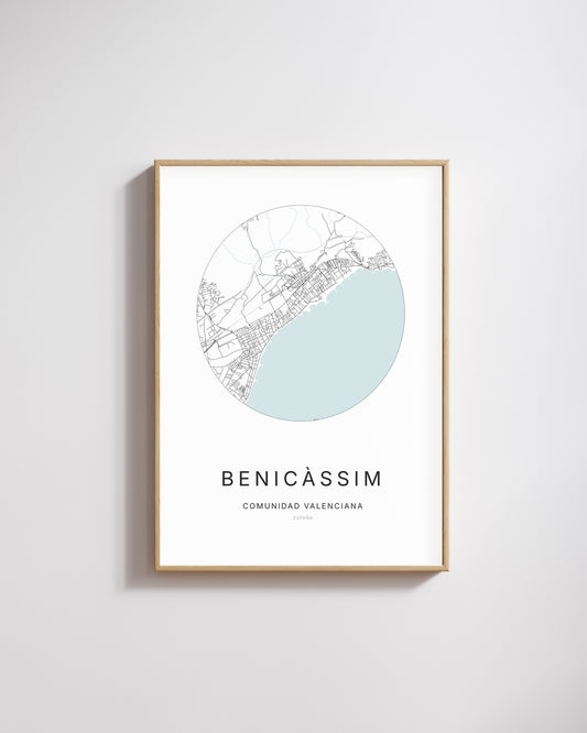 Poster représentant le plan de la ville de Benicàssim.
