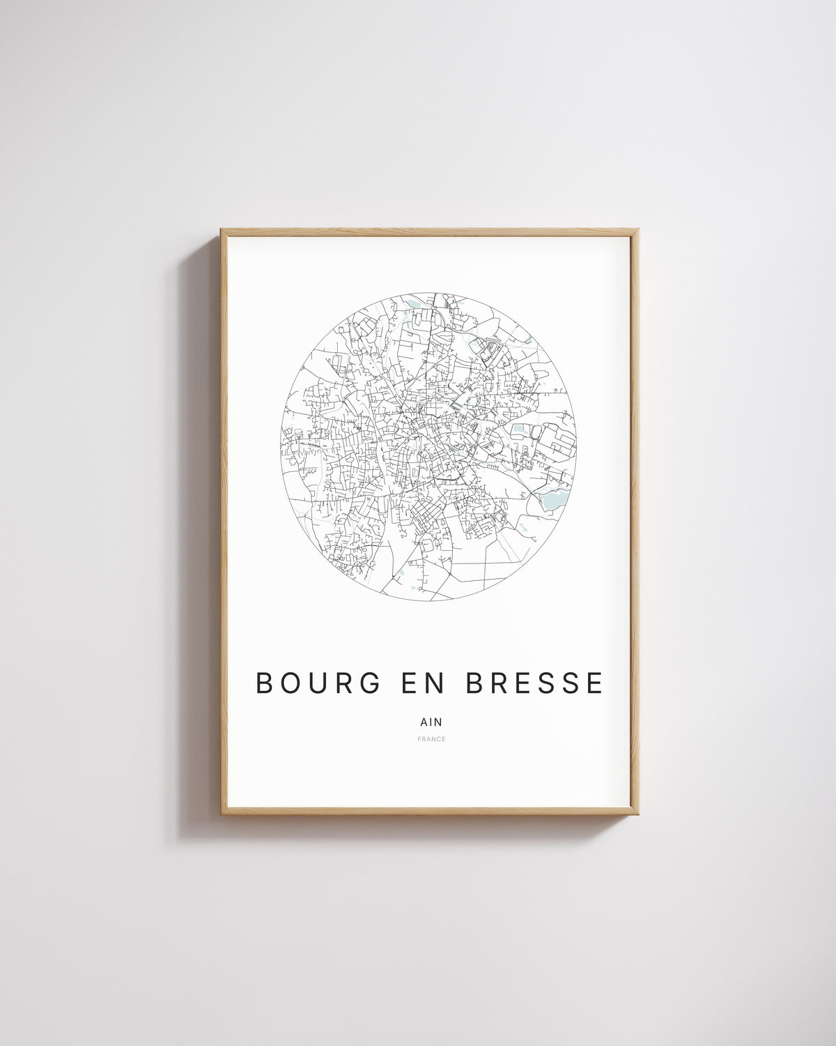 Poster représentant le plan de la ville de Bourg-en-Bresse.