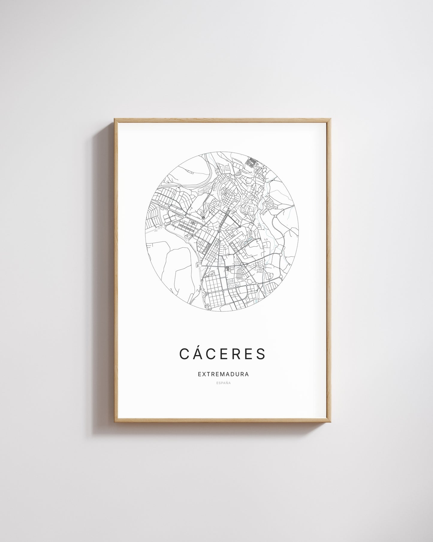 Poster représentant le plan de la ville de Cáceres.