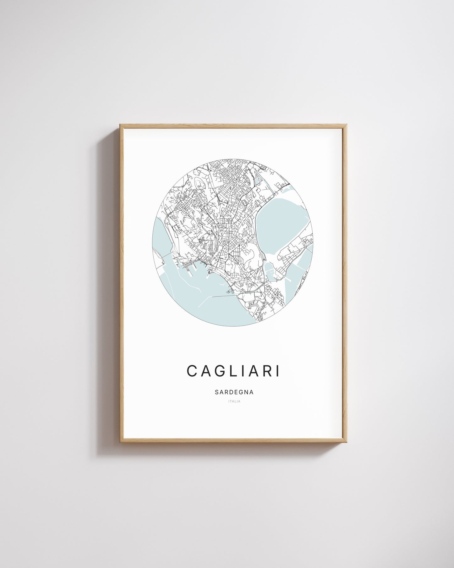 Poster raffigurante la mappa della città di Cagliari.