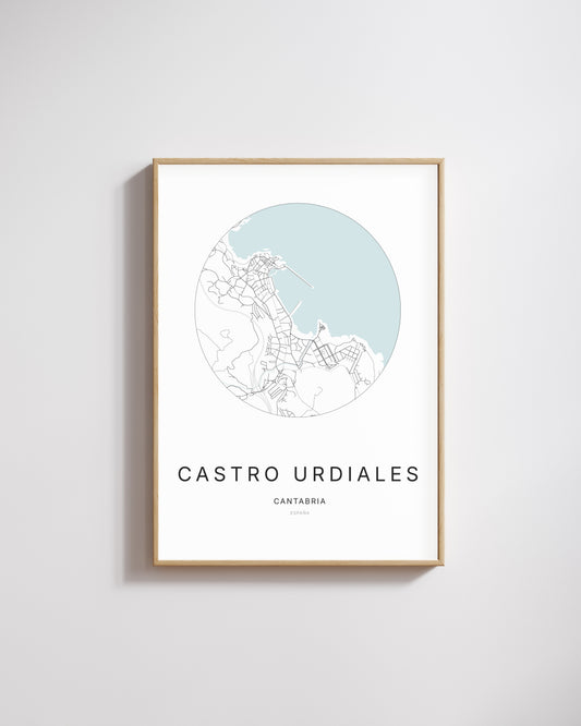 Poster représentant le plan de la ville de Castro Urdiales.