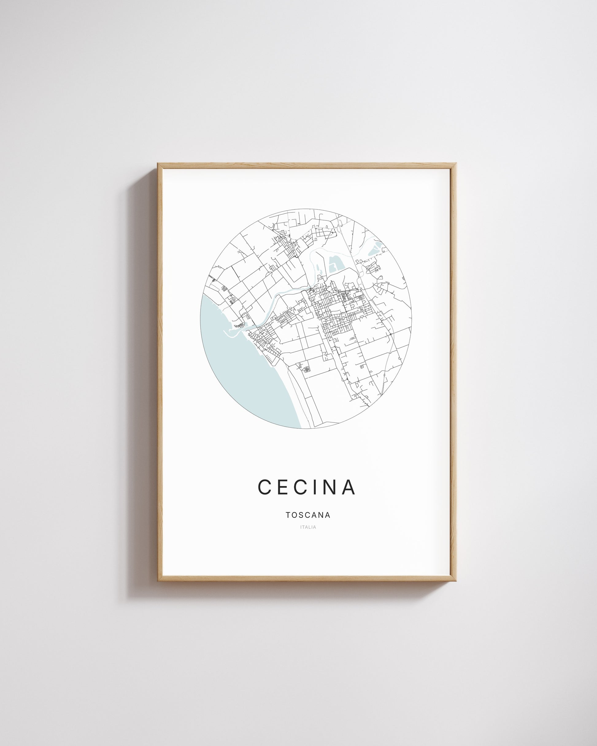Poster représentant le plan de la ville de Cecina.