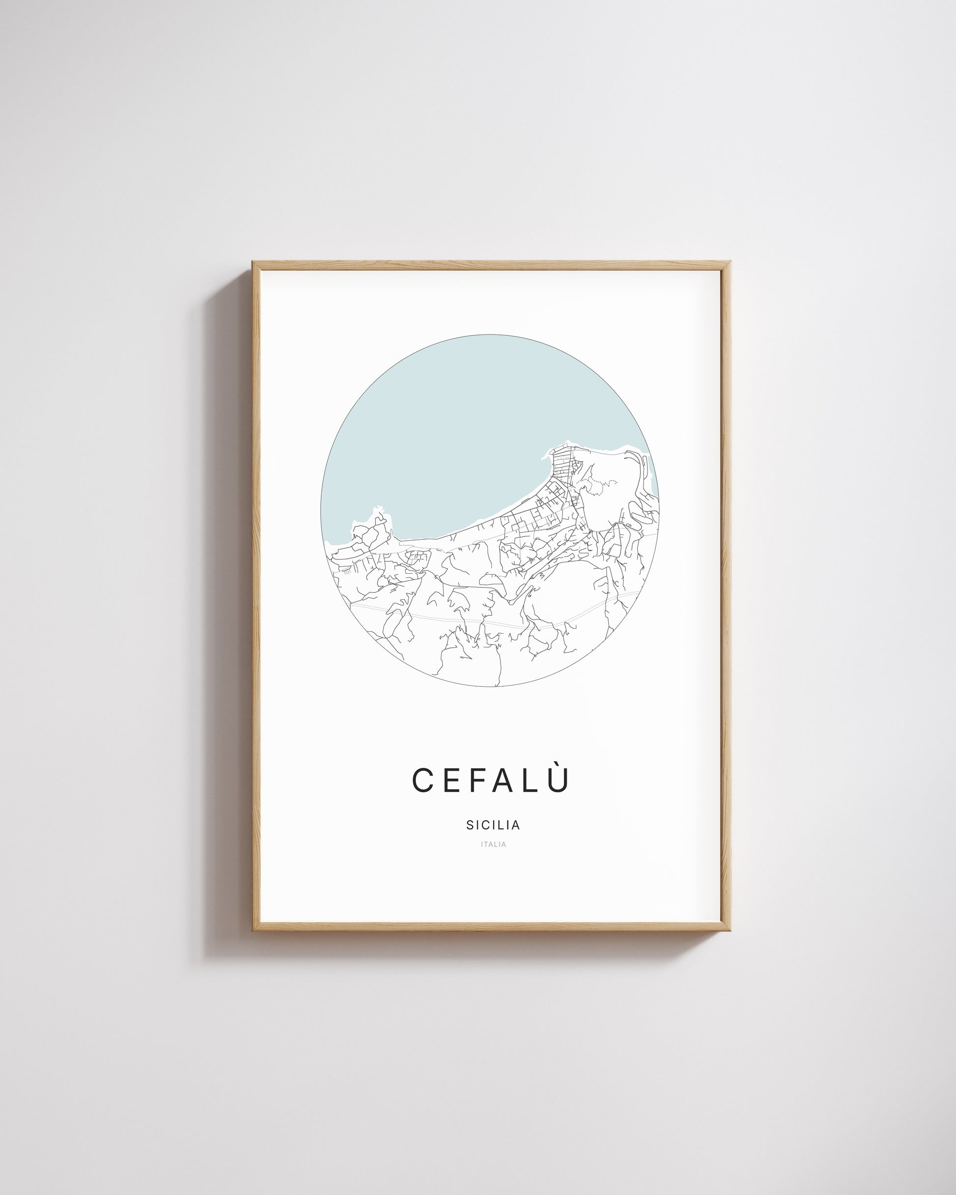 Poster représentant le plan de la ville de Cefalù.