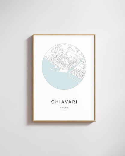 Poster représentant le plan de la ville de Chiavari.