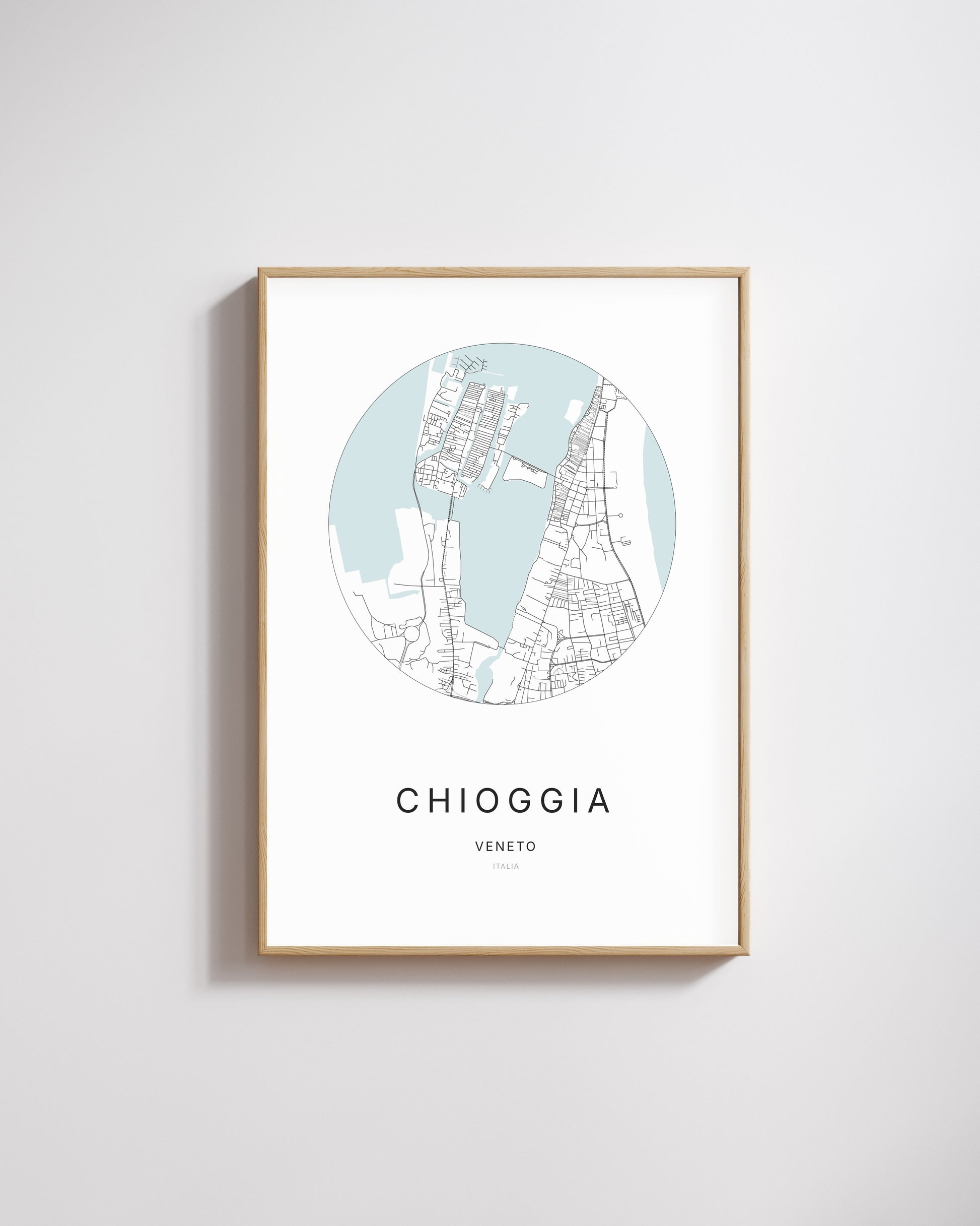 Poster représentant le plan de la ville de Chioggia.