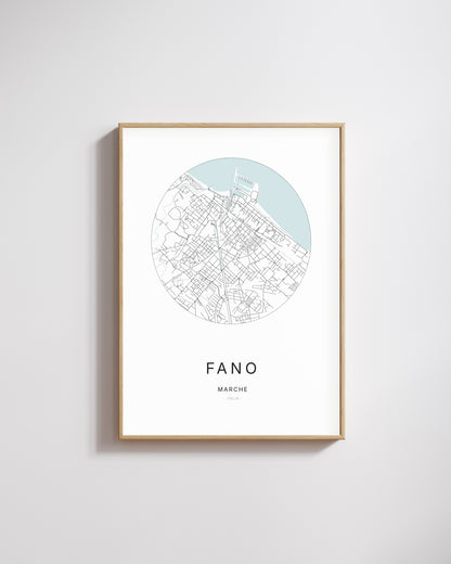 Poster représentant le plan de la ville de Fano.