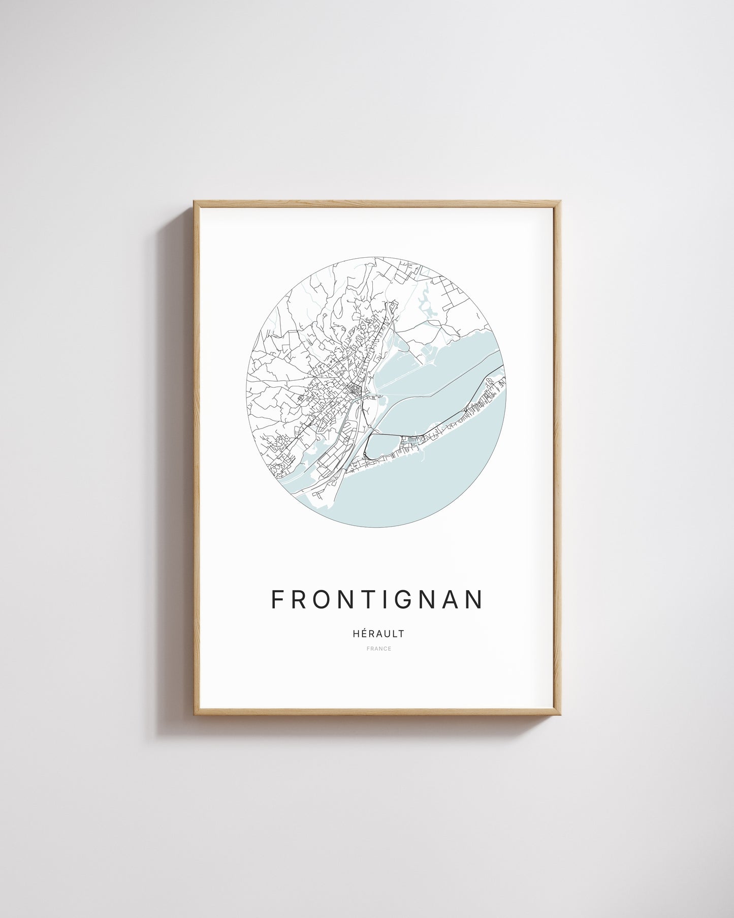 Poster représentant le plan de la ville de Frontignan.