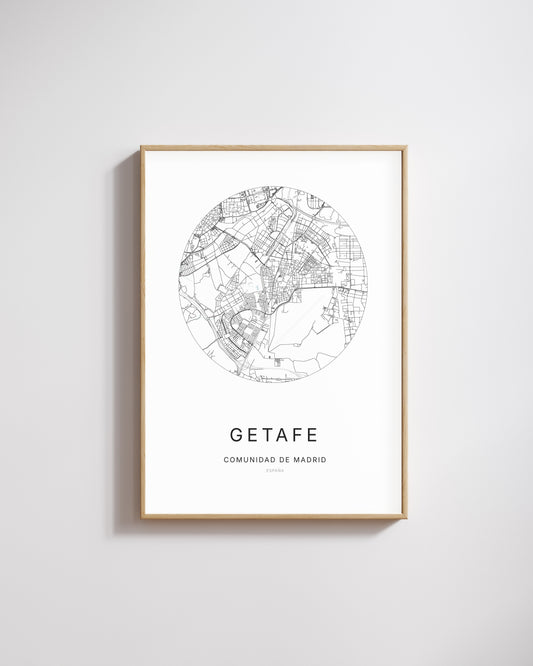 Poster représentant le plan de la ville de Getafe.