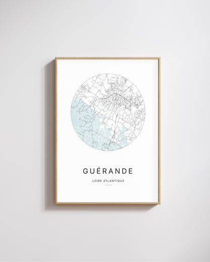 Poster représentant le plan de la ville de Guérande.