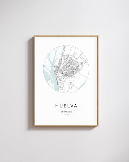 Poster représentant le plan de la ville de Huelva.