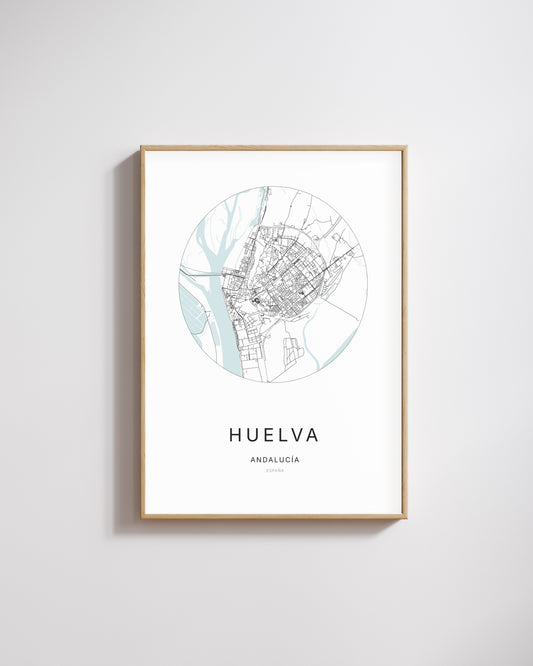Poster représentant le plan de la ville de Huelva.