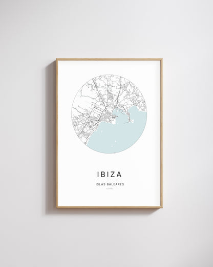 Poster représentant le plan de la ville d'Ibiza.