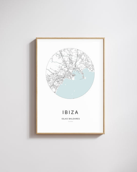 Poster représentant le plan de la ville d'Ibiza.
