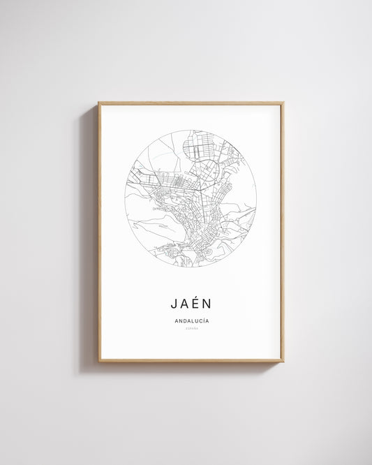 Poster représentant le plan de la ville de Jaén.