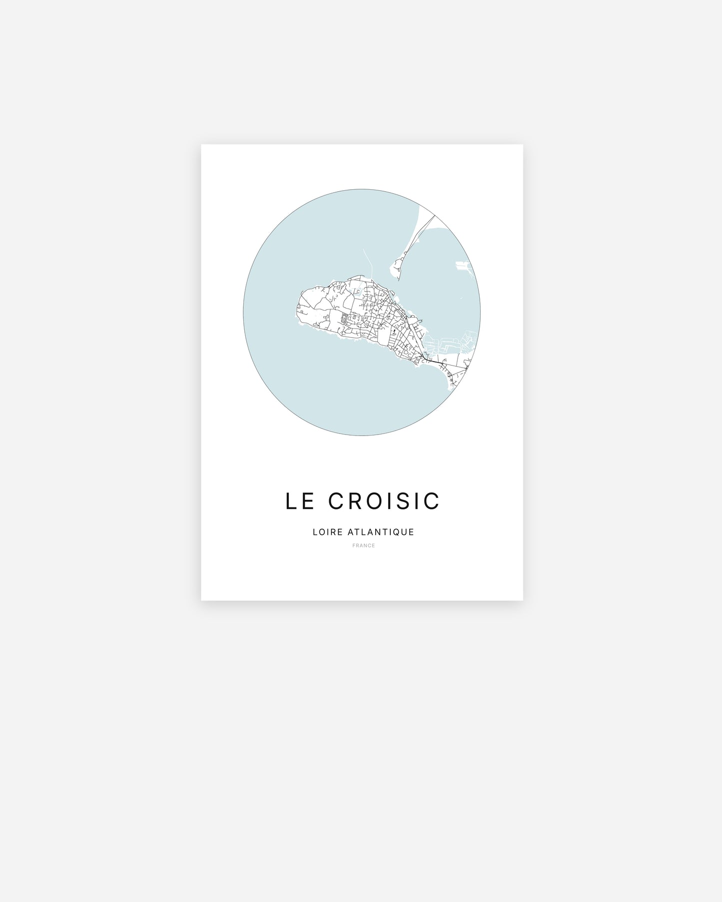 Affiche minimaliste du Croisic représentant le plan de la ville en design épuré.