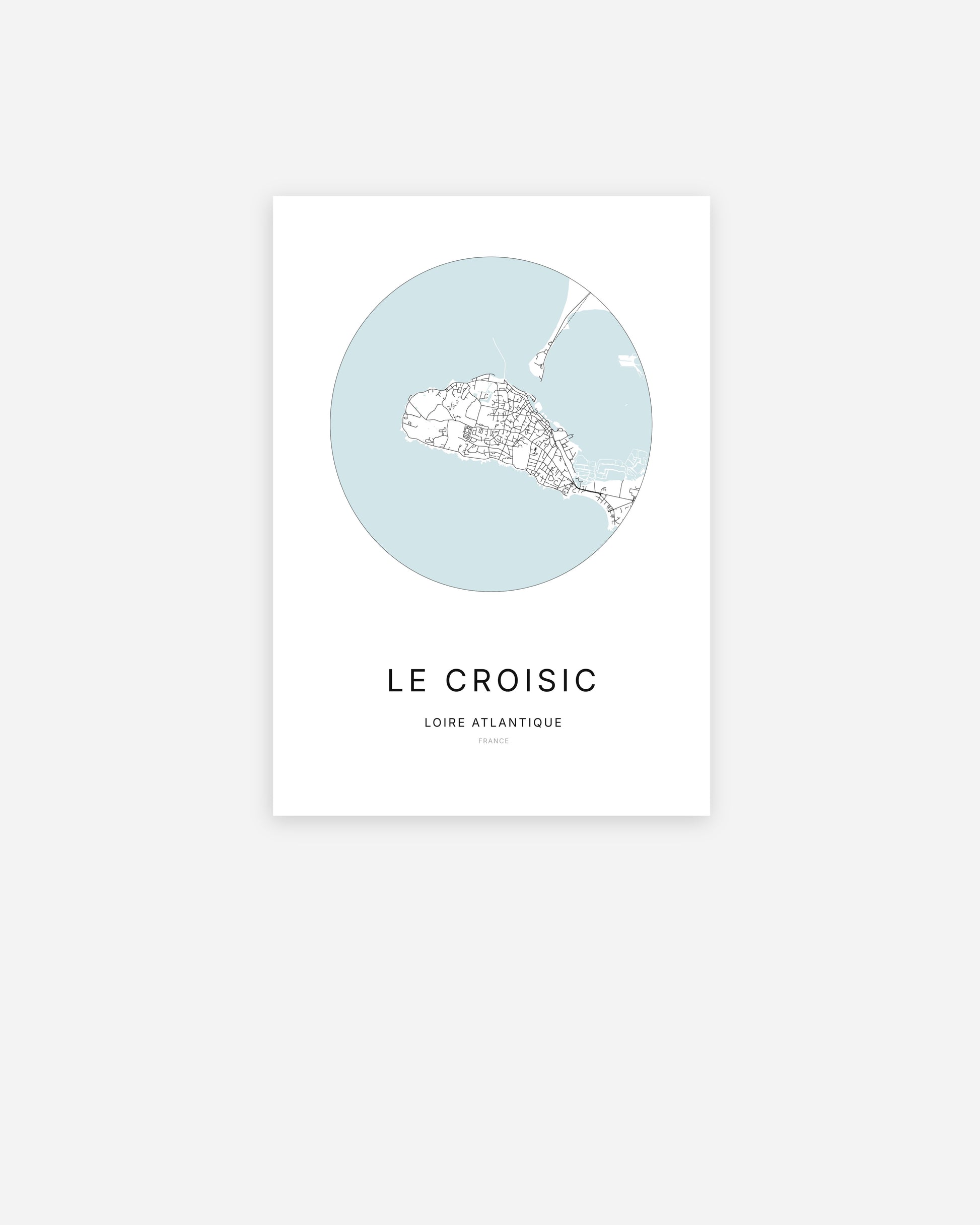Affiche minimaliste du Croisic représentant le plan de la ville en design épuré.