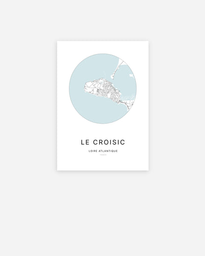 Affiche minimaliste du Croisic représentant le plan de la ville en design épuré.