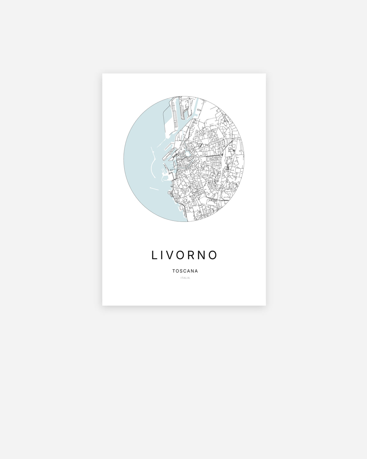 Mappa della città di Livorno dal design minimalista.