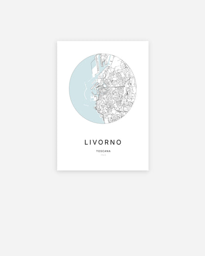 Mappa della città di Livorno dal design minimalista.