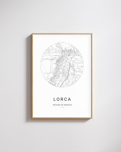 Póster que representa el mapa de la ciudad de Lorca.