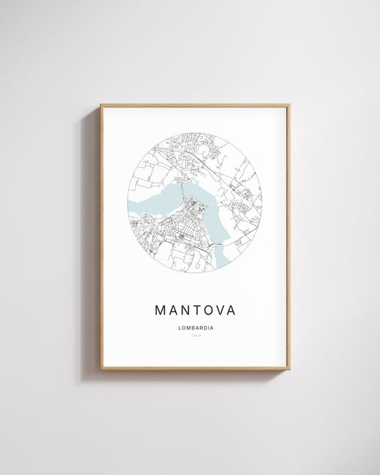 Poster représentant le plan de la ville de Mantova.