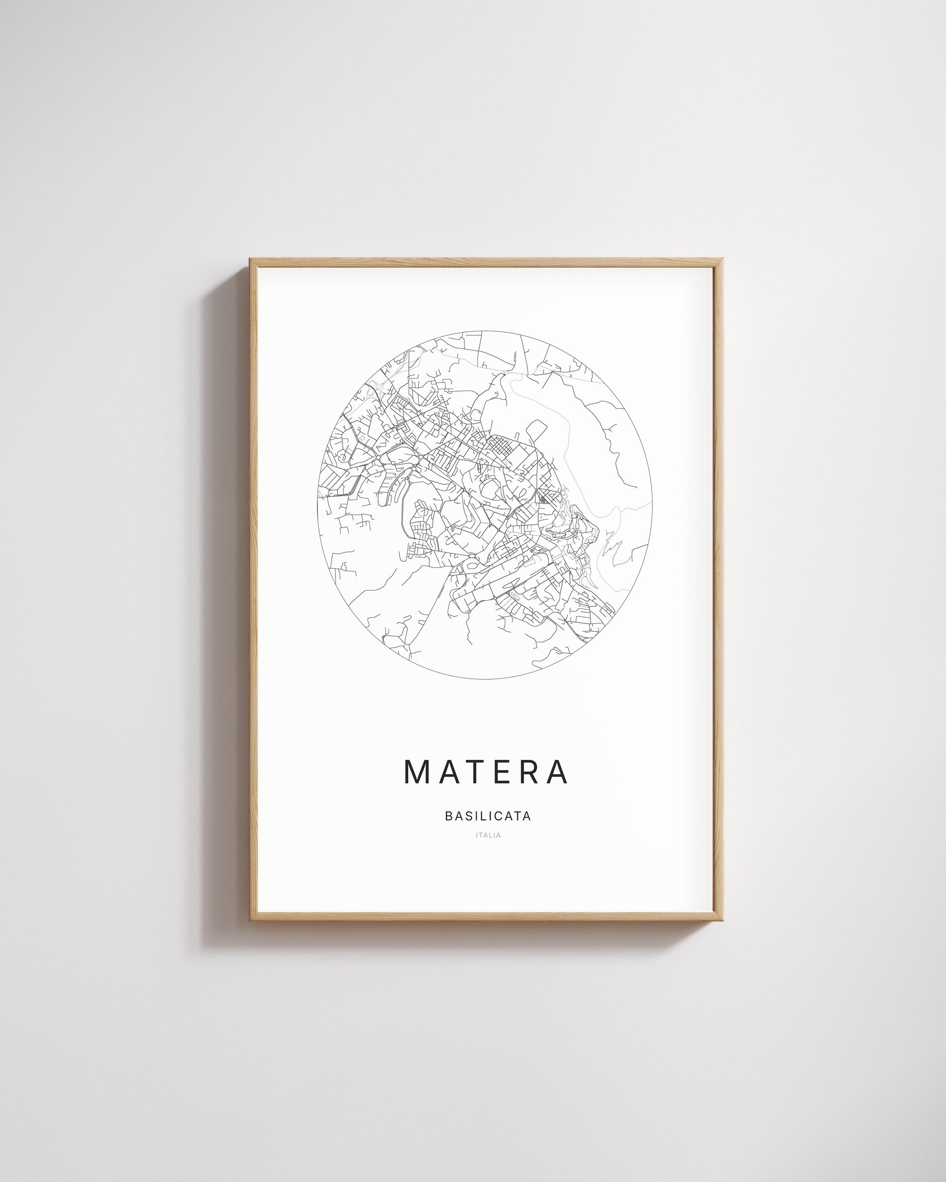 Poster représentant le plan de la ville de Matera.