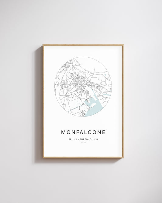 Poster représentant le plan de la ville de Monfalcone.
