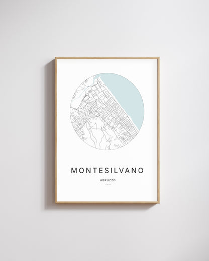 Poster représentant le plan de la ville de Montesilvano.