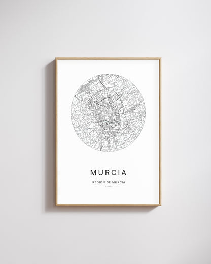 Poster représentant le plan de la ville de Murcia.