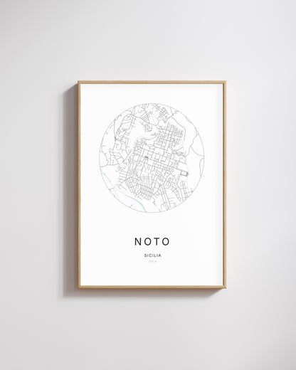 Poster représentant le plan de la ville de Noto.