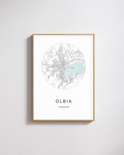 Poster représentant le plan de la ville d'Olbia.