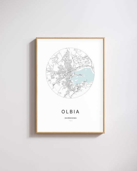 Poster représentant le plan de la ville d'Olbia.