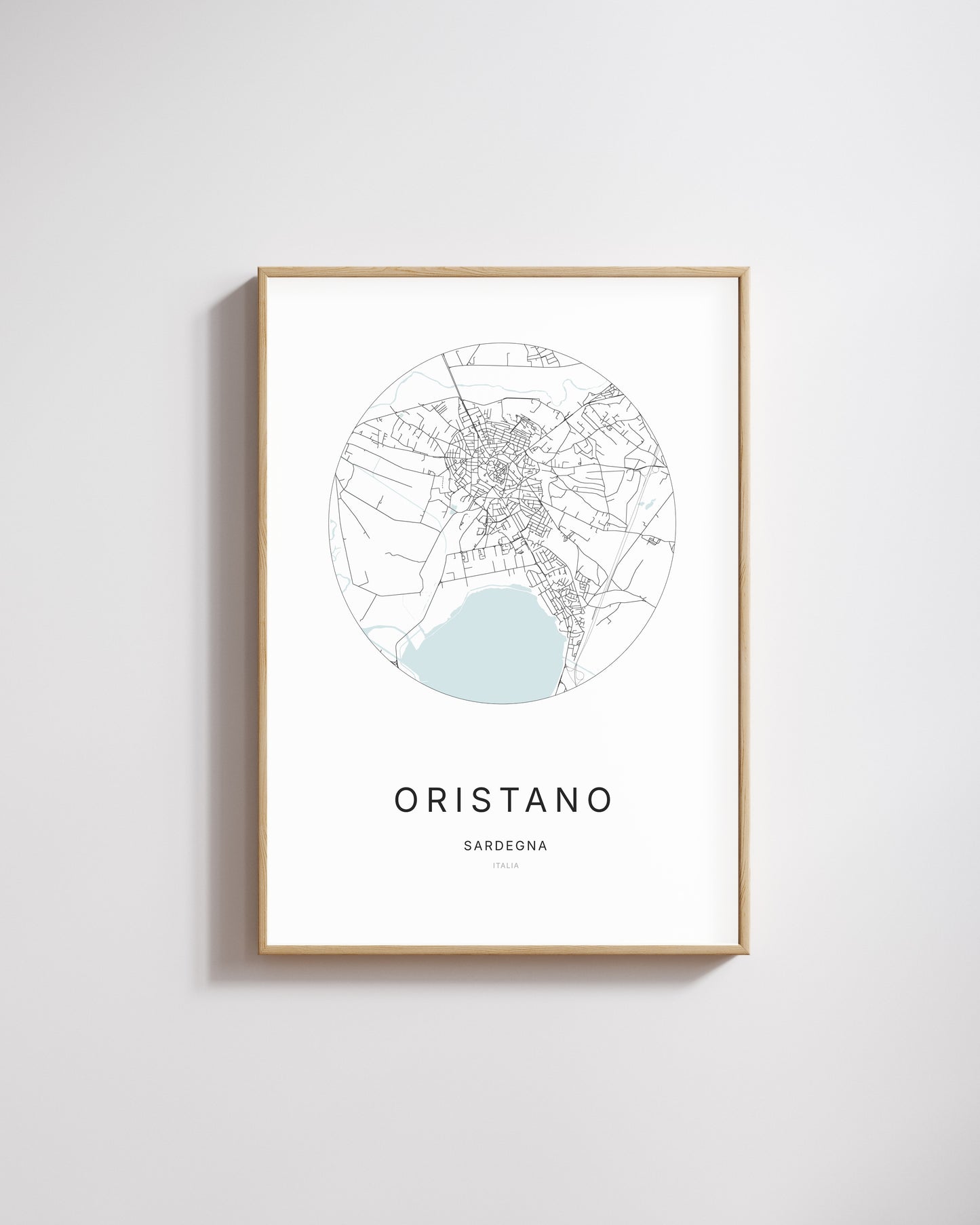 Poster raffigurante la mappa della città di Oristano.