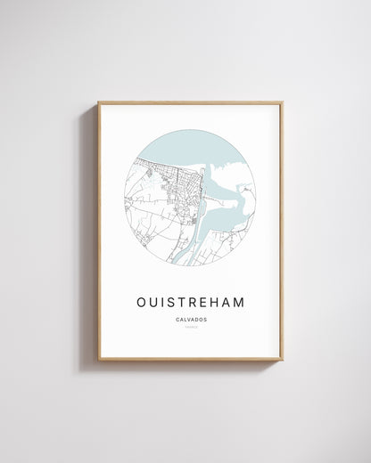 Poster représentant le plan de la ville de Ouistreham.
