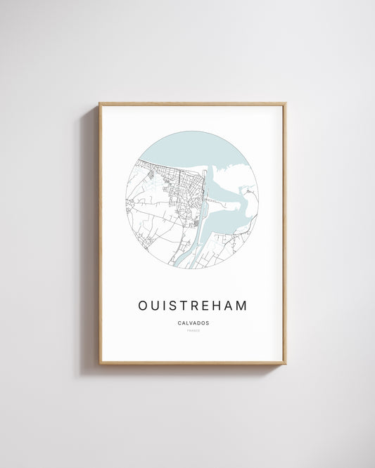 Poster représentant le plan de la ville de Ouistreham.