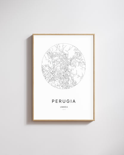 Poster raffigurante la mappa della città di Perugia.