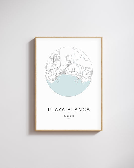 Poster représentant le plan de la ville de Playa Blanca.