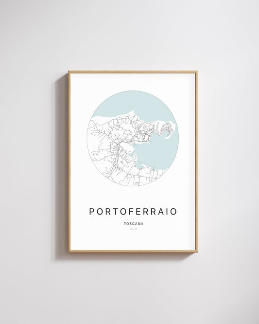 Poster représentant le plan de la ville de Portoferraio.