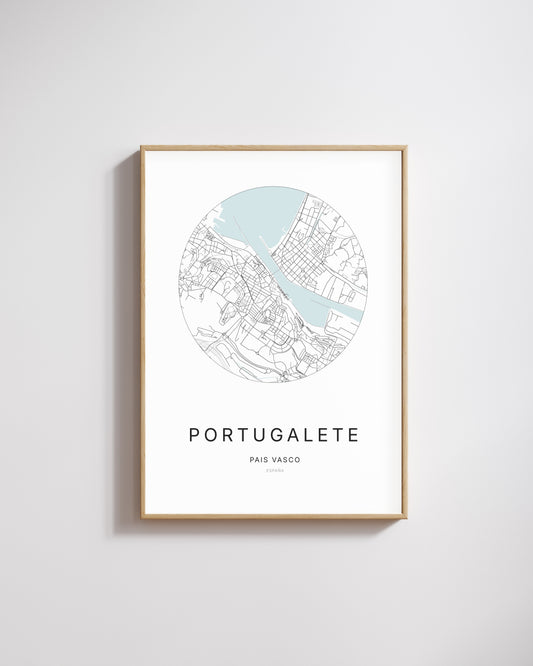 Póster que representa el mapa de la ciudad de Portugalete.