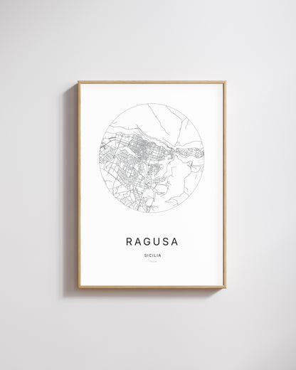 Poster représentant le plan de la ville de Ragusa.