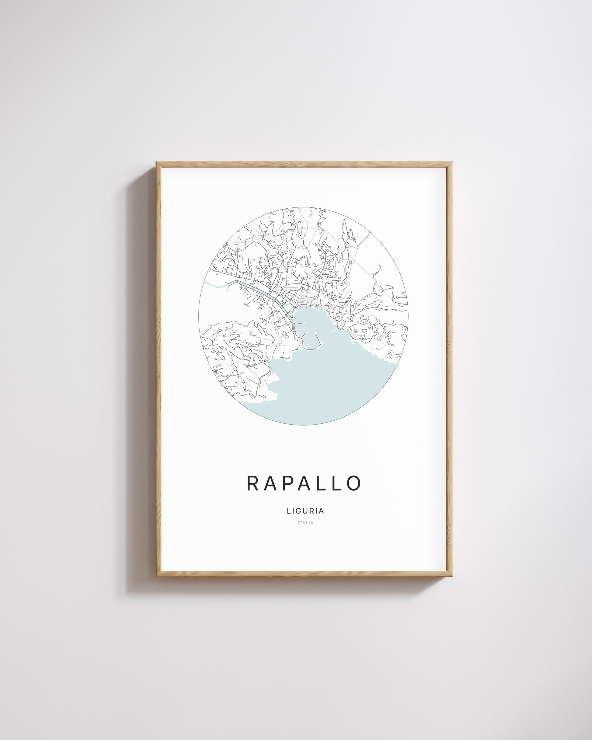 Poster représentant le plan de la ville de Rapallo.