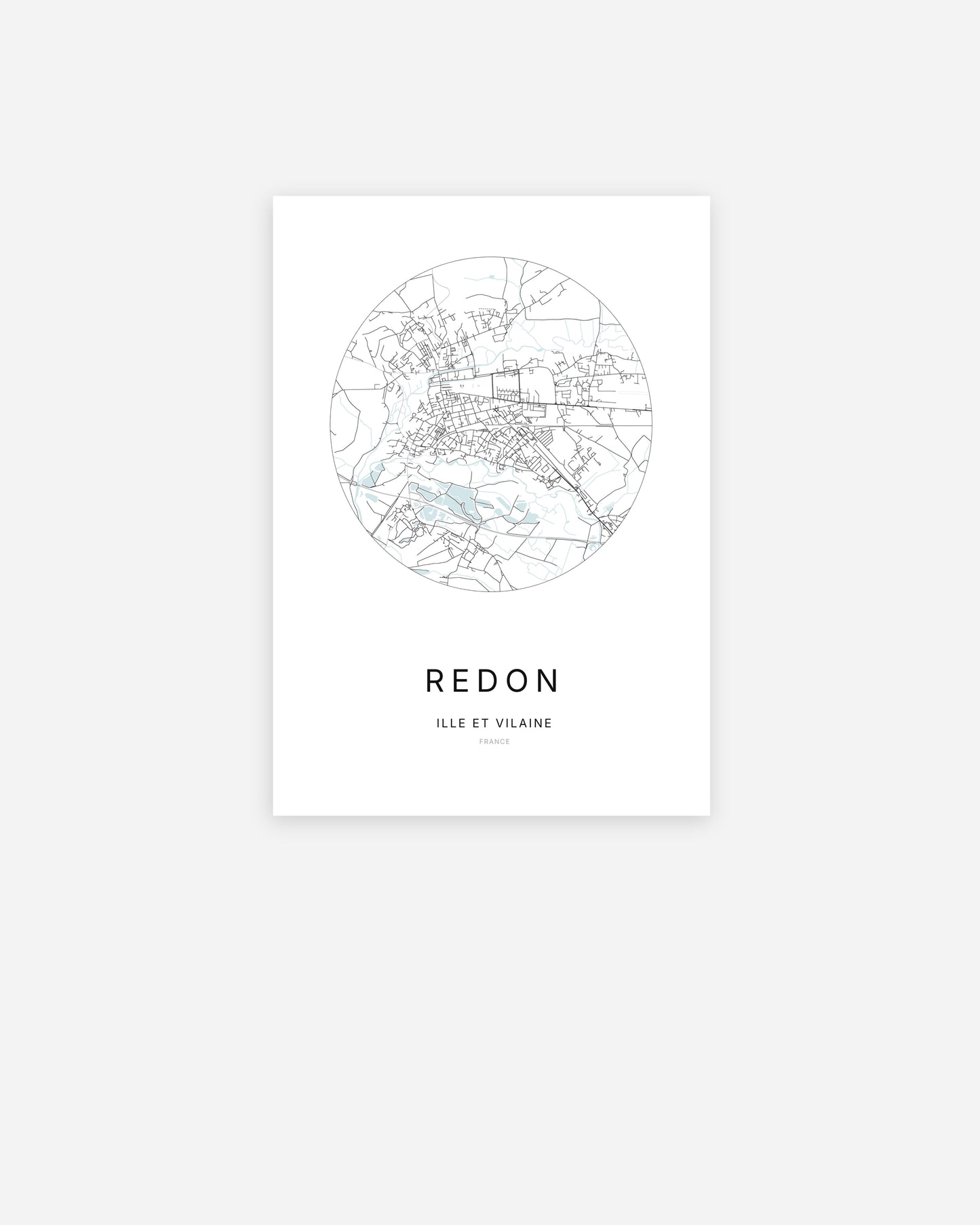Plan de la ville de Redon au design minimaliste.