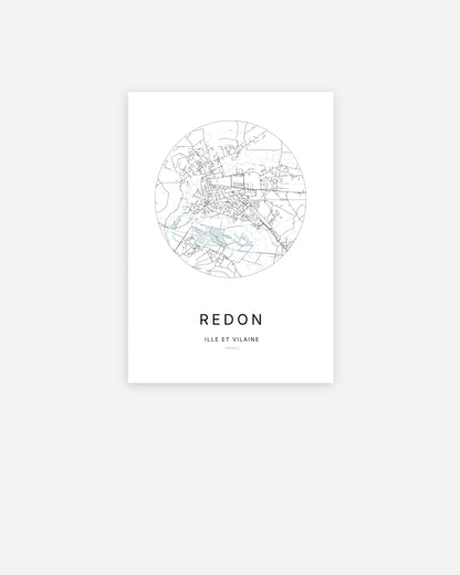 Plan de la ville de Redon au design minimaliste.